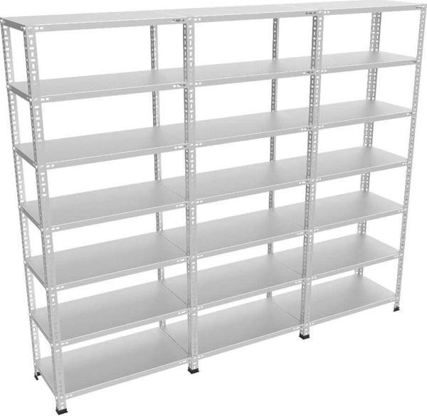 7 Katlı 3’lü Bitişik Galvaniz Çelik Raf. Depo, Dosya Raf - Image 1