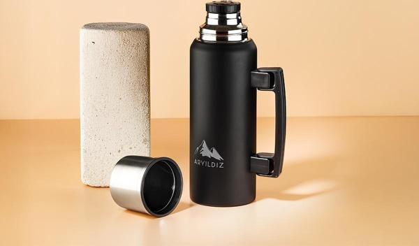 Aryıldız Nature Camp Taşınabilir Termos Siyah 1 Litre - Image 1