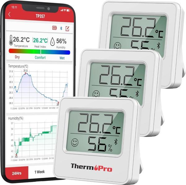 ThermoPro TP357 Akıllı İç Mekan Sıcaklık ve Nem Ölçer Termometre - 3 Adet - Image 1