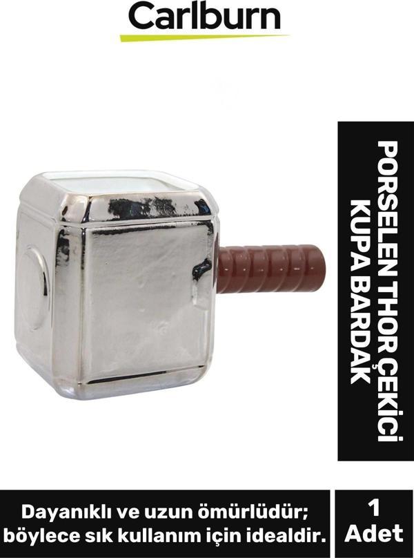 Özel Tasarım Dekoratif Şık Hediyelik Porselen Thor Çekici Kupa Bardak 18*8 Cm - Image 1