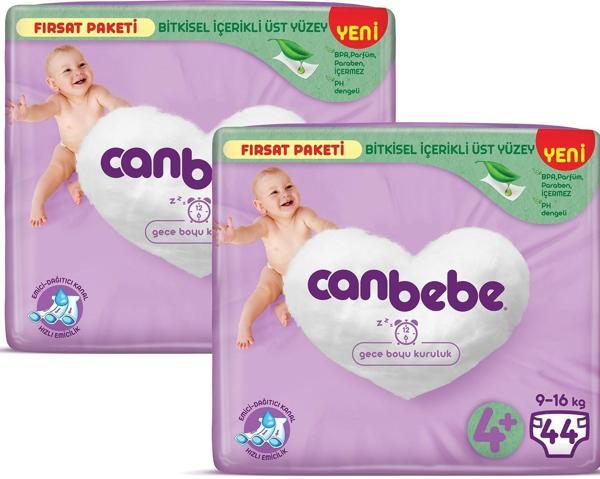 Canbebe Bebek Bezi Fırsat Paketi 4+Beden MaxiPlus(9-16kg)44 lü x2 Adet - Image 1