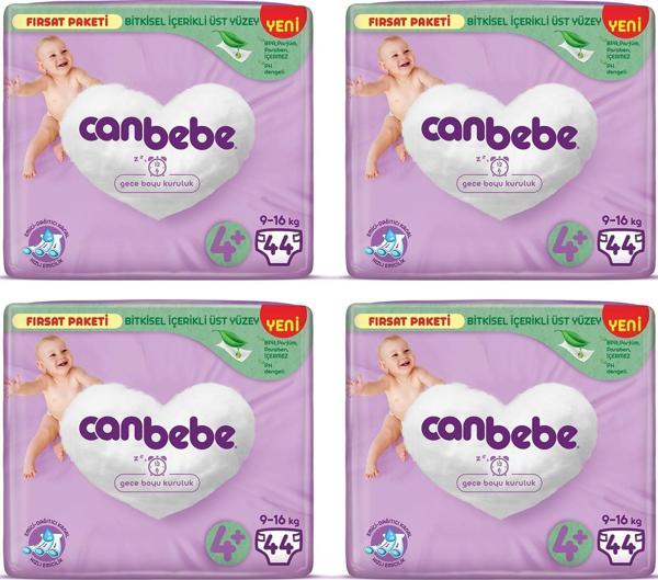 Canbebe Bebek Bezi Fırsat Paketi 4+Beden MaxiPlus(9-16kg)44 lü x4 Adet - Image 1