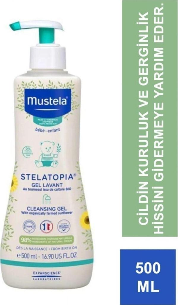 Mustela Stelatopia Cleansing Gel 500 Ml Kuru Ciltler Için Şampuan - Image 1