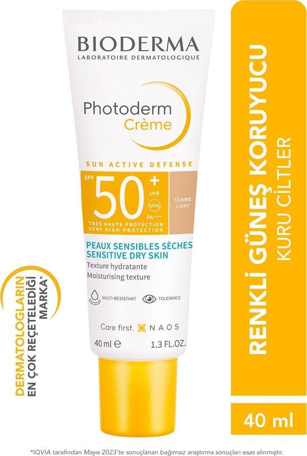 Bioderma Photoderm Creme Skin Brightening Spf 50 Light Colored Sunscreen For Dry Skin 40 Ml Pssn1749 - Image 1