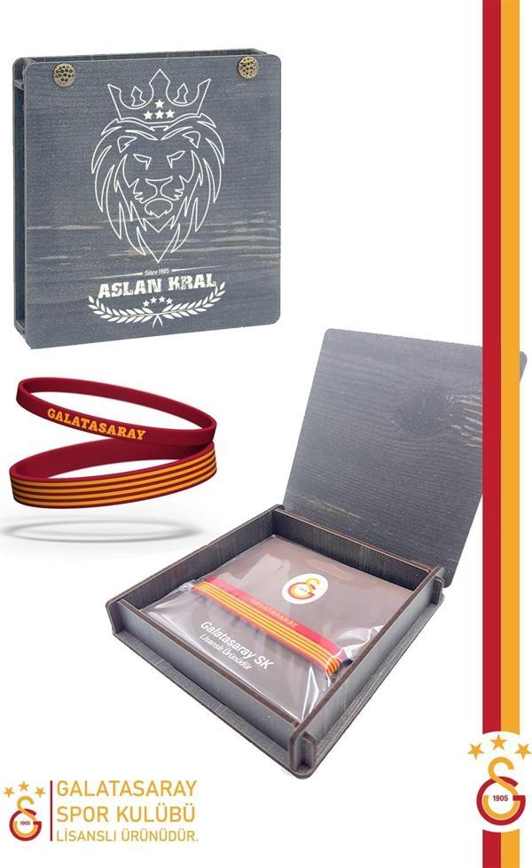 Galatasaray Orijinal Lisanslı Sarı Kırmızı 2'li Bileklik Hediyelik Ahşap Kutulu - Image 1