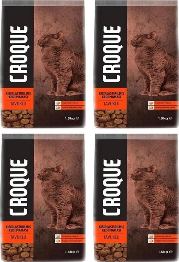 Croque Tavuklu Kısırlaştırılmış Kedi Mamasi 1,5 Kg*4 Adet - Image 1