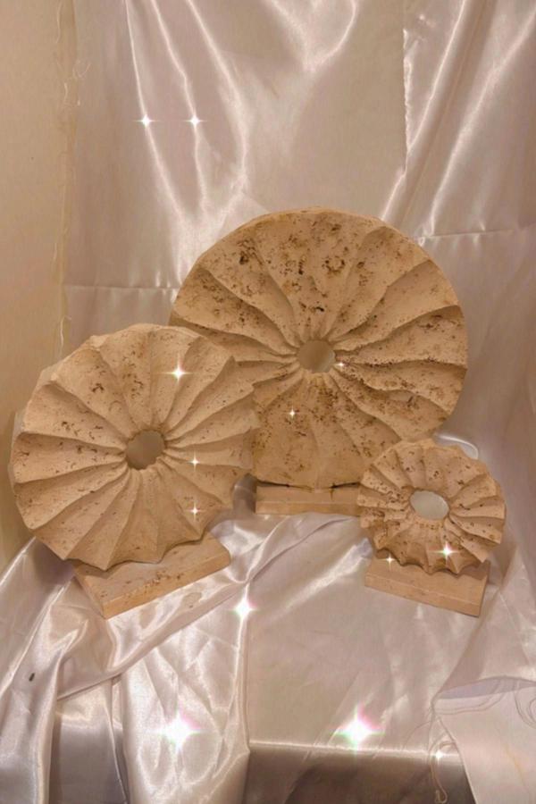 Marble Dekoratif Traverten Zarafet Stone Halka Mermet Taş Biblo 3 Lü - Image 1