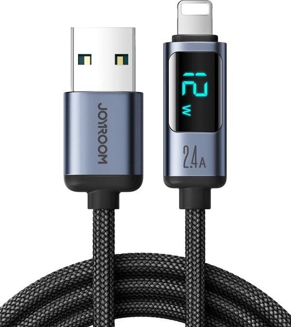 Joyroom 2,4A USB'den Lighting Dijital Ekranlı Göstergeli Şarj Kablosu 1.2MT - Image 1