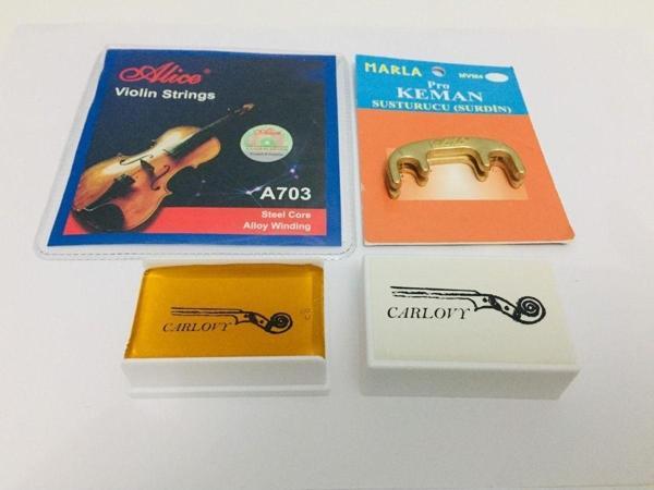 Carlovy Keman Takım Tel - Keman Metal Susturucu - Keman Reçine Seti - Image 1