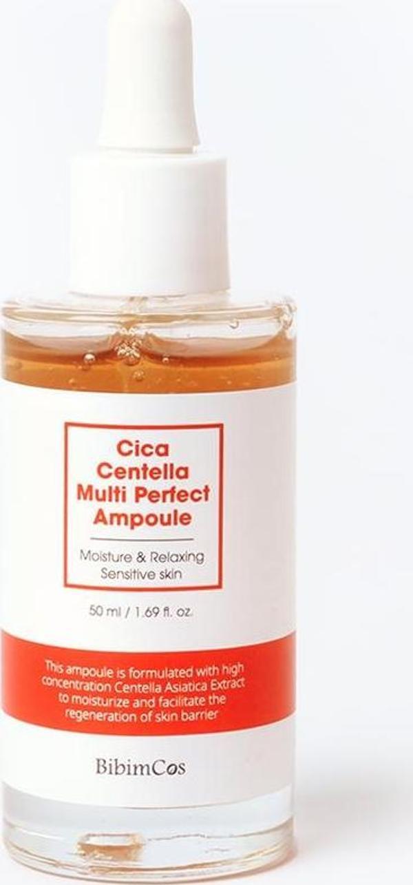 Bibimcos Cica Centella Multi Perfect Ampoule 50ml - Cilt Yatıştırıcı ve Nemlendirici Serum - Image 1