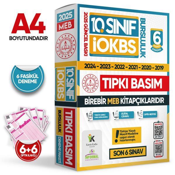 2025 10.Sınıf İOKBS (BURSLULUK SINAVI) MEB Çıkmış Soru Tıpkı Basım Deneme Paketi 6lı Türkiye Geneli - Karakutu Yayınları - Image 1