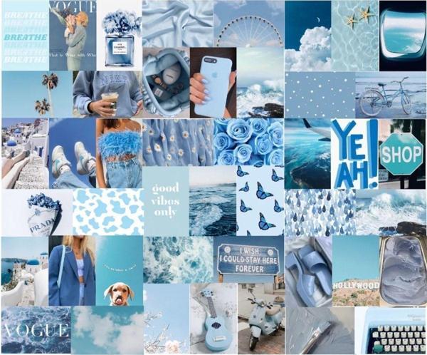 Bexdore Bebek Mavisi Dekoratif Kolaj Seti Mavi Duvar Poster Kiti Kuşe Kağıt 350 gr -10×15 cm - Image 1