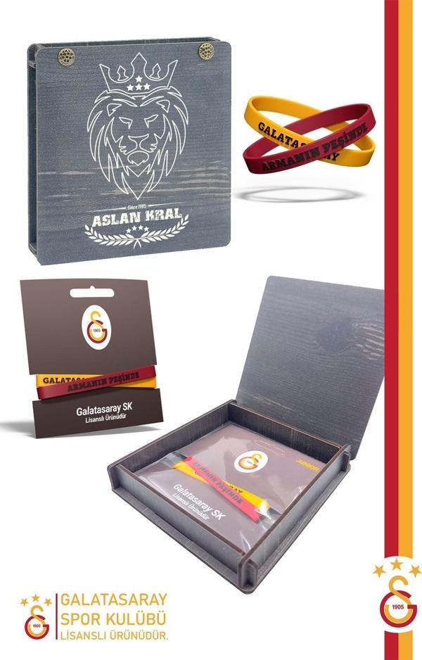 Galatasaray Orijinal Lisanslı Armanın Peşinde 2'li Bileklik Hediyelik Ahşap Kutulu - Image 1