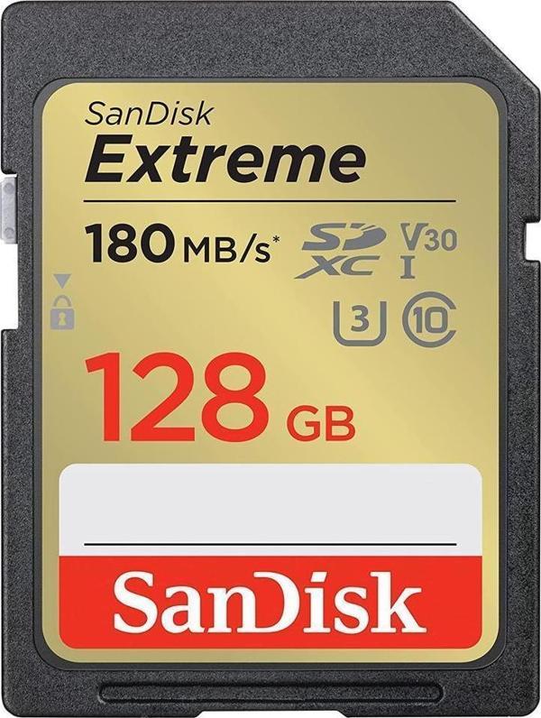 SanDisk Extreme 128GB 180MB/s SD UHS-I 4K UHD Hafıza Kartı SDSDXVA-128G-GNCIN - Image 1