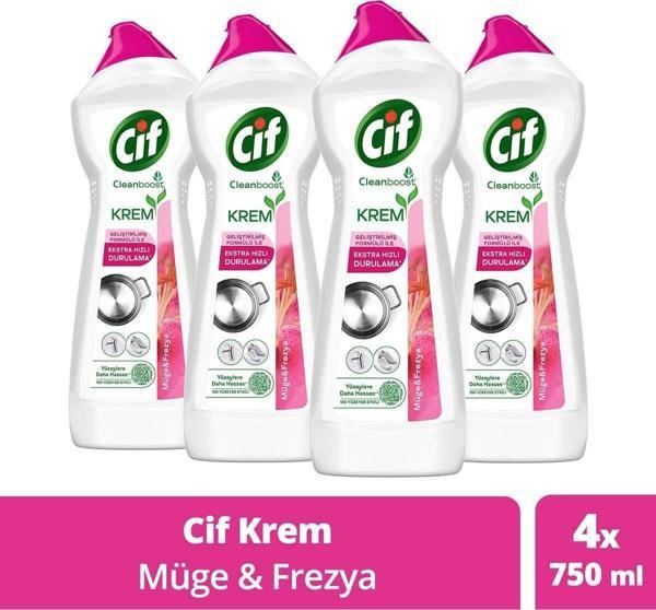 Cif Krem Yüzey Temizleyici Frezya Ve Müge Çiçeği Klor Boya Fosfat Paraben Içermez 750Ml 4Adet - Image 1
