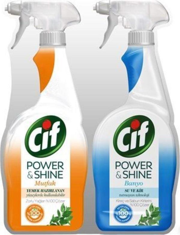 Cif Power & Shine Banyo Ve Mutfak Spreyi. 750 Ml*2 Adet.. - Image 1