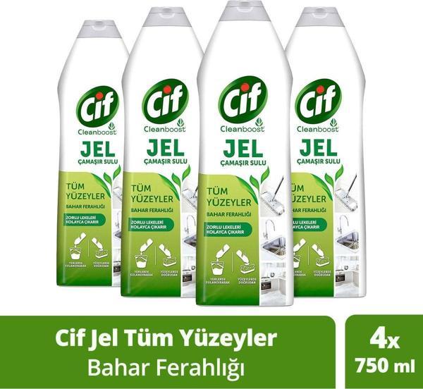 Cif Tüm Yüzeyler Için Jel Yüzey Temizleyici Leke Çıkarıcı, Yağ Çözücü Bahar Ferahlığı 750 Mlx4 - Image 1