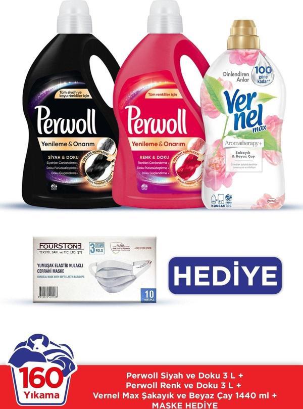 Perwoll 3L Siyah + 3L Renkli + Vernel Max 1,44Lt Şakayık - Image 1