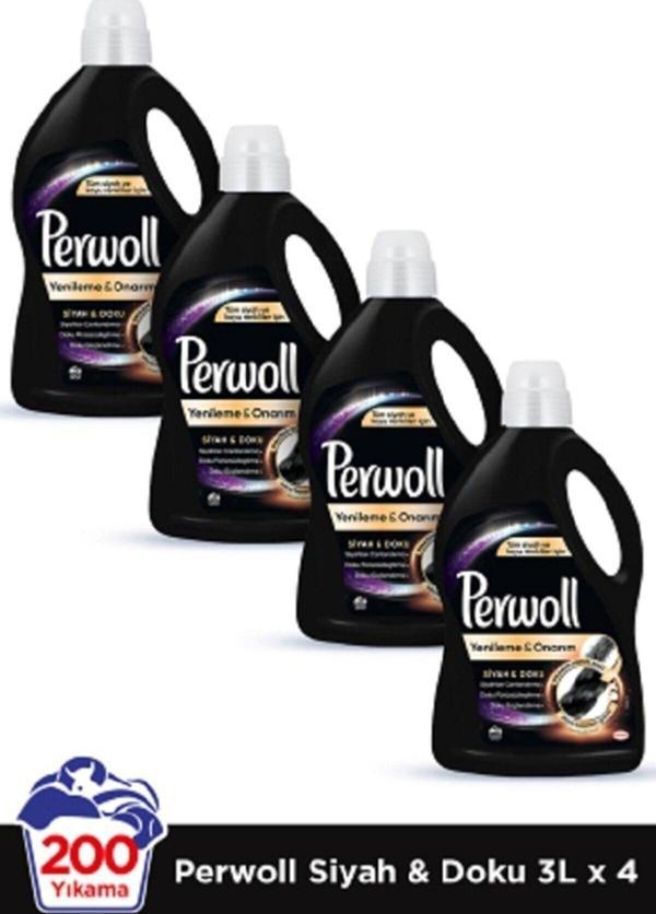 Perwoll Hassas Bakım Sıvı Çamaşır Deterjanı 4 X 3L  200 Yıkama  4 Siyah Giysiler İçin - Image 1