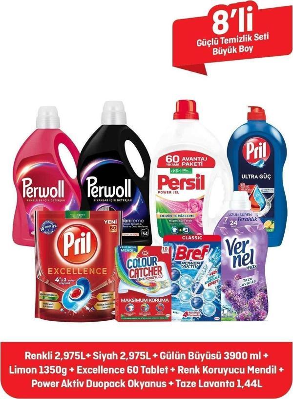 Perwoll Her Evin İhtiyacı Güçlü Temizlik Seti Büyük Boy : Deterjan Yumuşatıcı Perwoll Persil Pril K2R Bref - Image 1