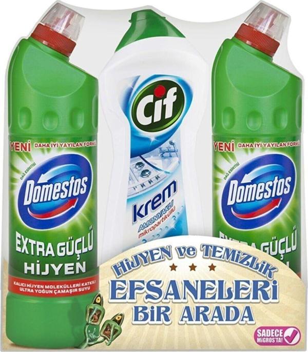 Domestos Çamaşır Suyu Dağ Esintisi 2X810G + Cif Krem - Image 1