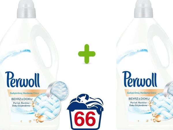 Perwoll Yenilenen Beyazlar Hassas Çamaşır Deterjanı 4 Lt 66 Yıkama 2 Adet - Image 1