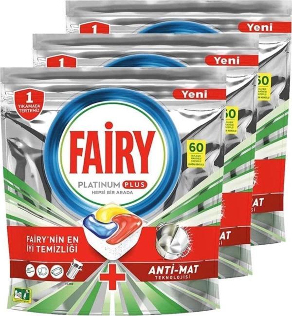 Fairy  Platinum Plus Bulaşık Makinesi Deterjanı Kapsülü/Tableti 60 Yıkama*3 180 Yıkama Katego - Image 1
