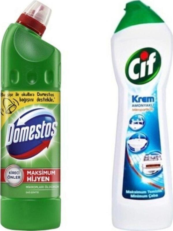 Domestos Cif Krem Amonyaklı 750 Ml + Ulttra Yoğun Çamaşur Suyu Dağ Esintisi 810 Gr - Image 1