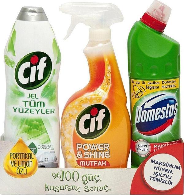 Cif Mutfak Spreyi 750 Ml + Cif Jel 750 Ml +Domestos 810 Ml - Image 1