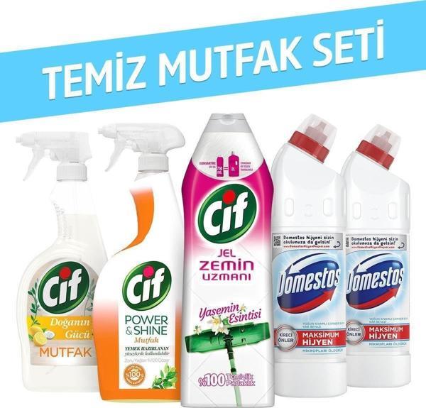 Cif Temiz Mutfak Seti Cif Sprey X2 + Cif Jel Zemin Uzmanı + Domestos Karbeyaz - Image 1
