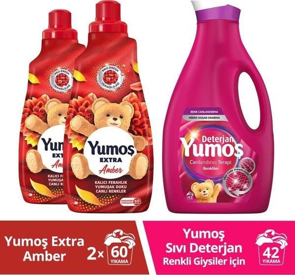 Yumoş Amber Çamaşır Yumuşatıcı 1440 Ml 2Adet Deterjan Renkli Giysiler 2520Ml1Adet - Image 1