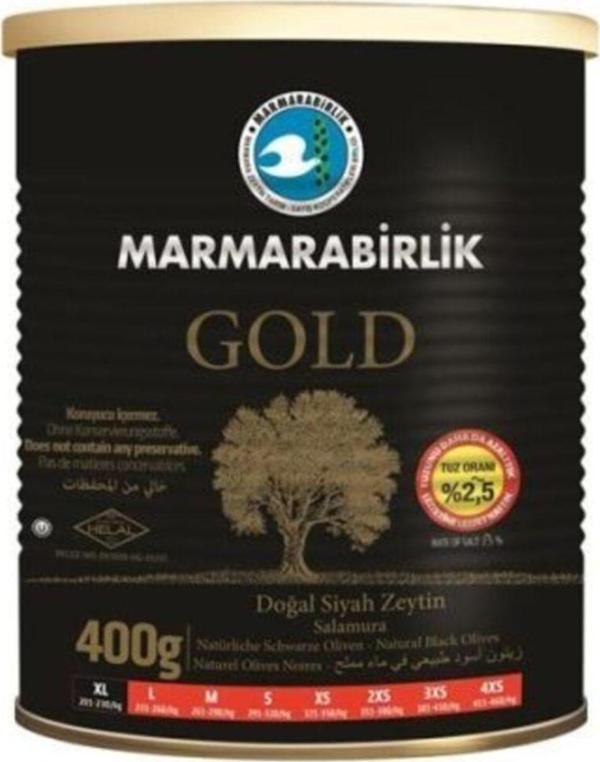 MarmaraBirlik Gold Doğal Siyah Zeytin (Çok Tuzsuz) (400 Gr Xl) - Image 1
