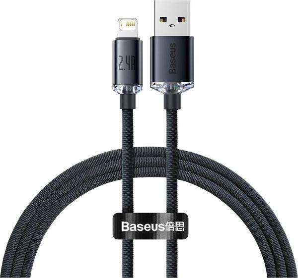 Baseus Crystal Shine 2.4A 120 Cm Lightning Şarj Kablosu Siyah - Image 1