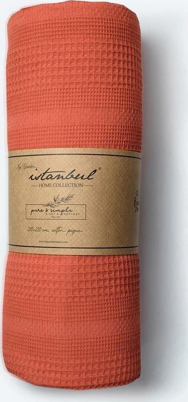 İyi Geceler İstanbul Pure Simple Tek Kişilik Kiremit Rengi Pike - Image 1