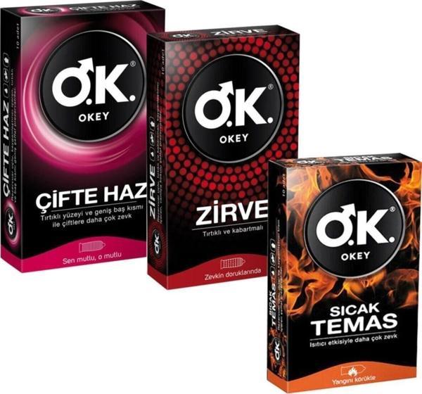 Okey 3 Kutu 3 Çeşit Prezervatif Çifte Haz Zirve Sıcak Temas - Image 1