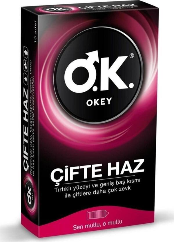 Okey Çifte Haz Tırtıklı Prezervatif 10'Lu - Image 1