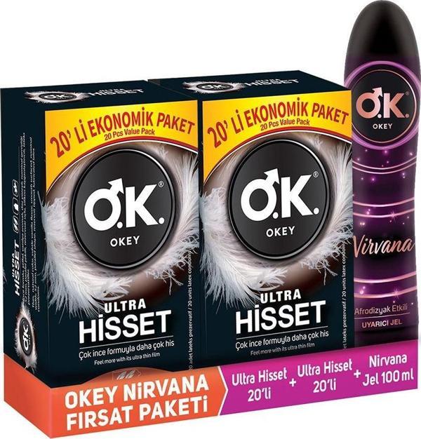 Okey Ultra Hisset 40'Lı Prezervatif & Nirvana Uyarıcı Jel 100 Ml Set - Image 1
