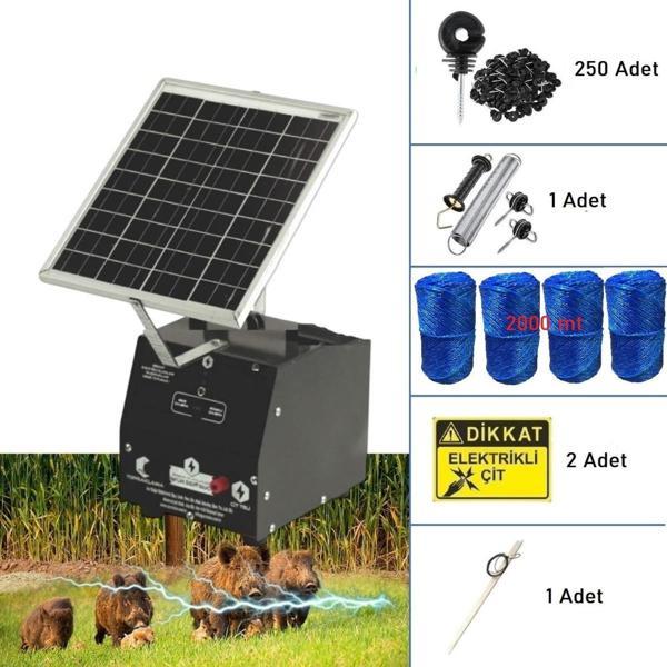Pars P2518/2000A Güneş Enerjili Ve Akülü Elektrikli Hazır Çit Sistemi Ahşap İzolatörlü - Image 1