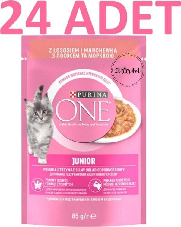 Purina One Yavru Kedi Maması Somon & Havuç 85G X 24 Adet - Image 1