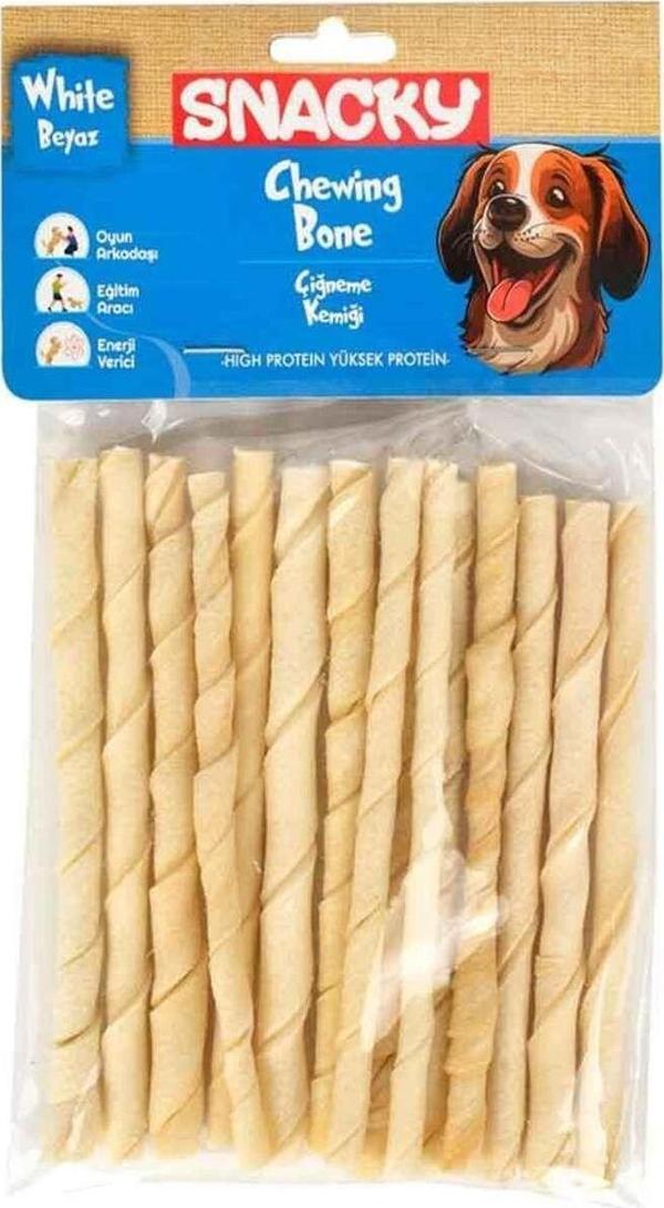 Snacky Köpek Ödülü Beyaz Burgu Çubuk 15'Li Paket - Image 1