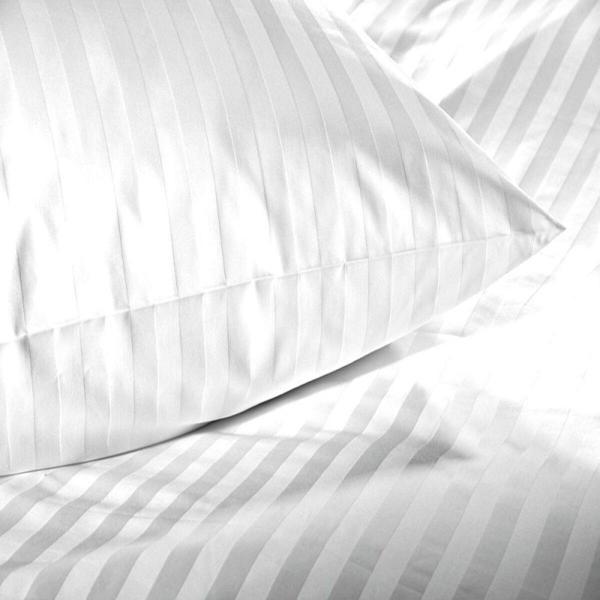 (2 Adet) Bonjour Home Yollu Çizgili Beyaz Saten Yastık Kılıfı 50x70cm  %100 Pamuklu - Image 1