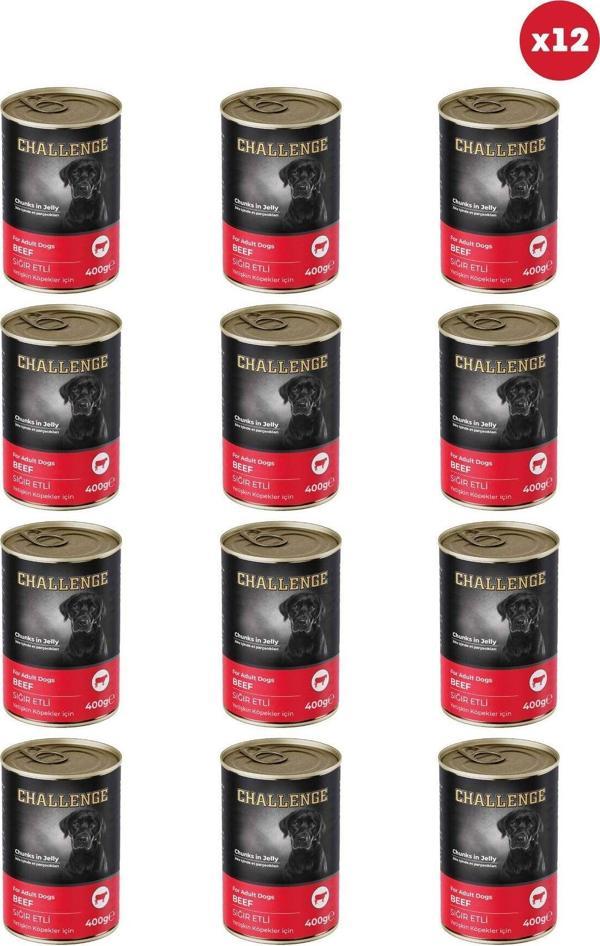 Challenge Sığır Etli Yetişkin Köpek Konservesi 400 Gr X 12 Adet - Image 1