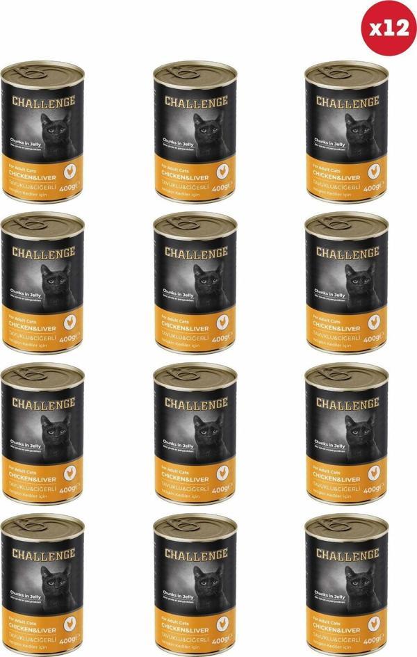 Challenge Tavuklu Ciğerli Yetişkin Kedi Konservesi 400 Gr X 12 Adet - Image 1