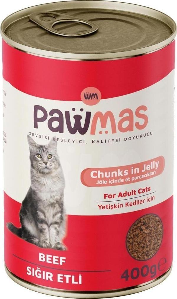 Pawmas Sığır Etli Yetişkin Kedi Konservesi 400 Gr - Image 1
