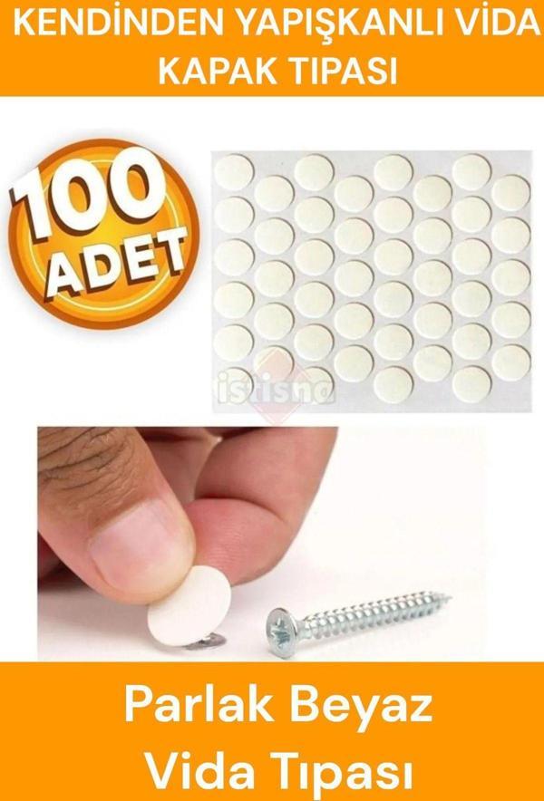 100 Adet Beyaz Ahşap Mobilya Dolapları Için Aksesuarları Kendinden Yapışkanlı Vida Kapak Tıpası - Image 1