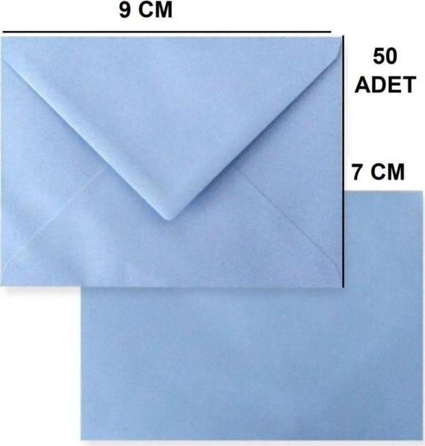 50 Adet Açık Mavi Renkli Küçük Zarf 7x9 - Image 1