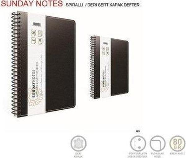 Gıpta Sunday Notes Spiralli Deri Kapak Defter A4 140 Yaprak Kare - Image 1