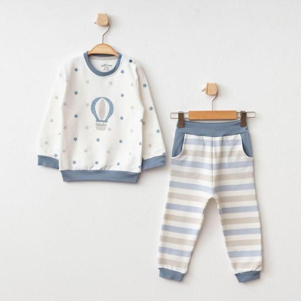Aziz Bebe Yıldızlı Balon Desenli 2Li Alt Üst Bebek Takımı 3 Ay - 36 Ay - Image 1