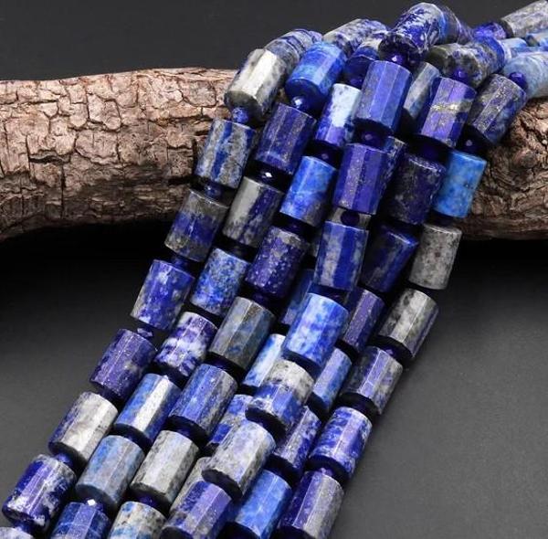 Silindir Faset Kesim Lapi Lazuli Taş Dizisi 6x9mm - Image 1