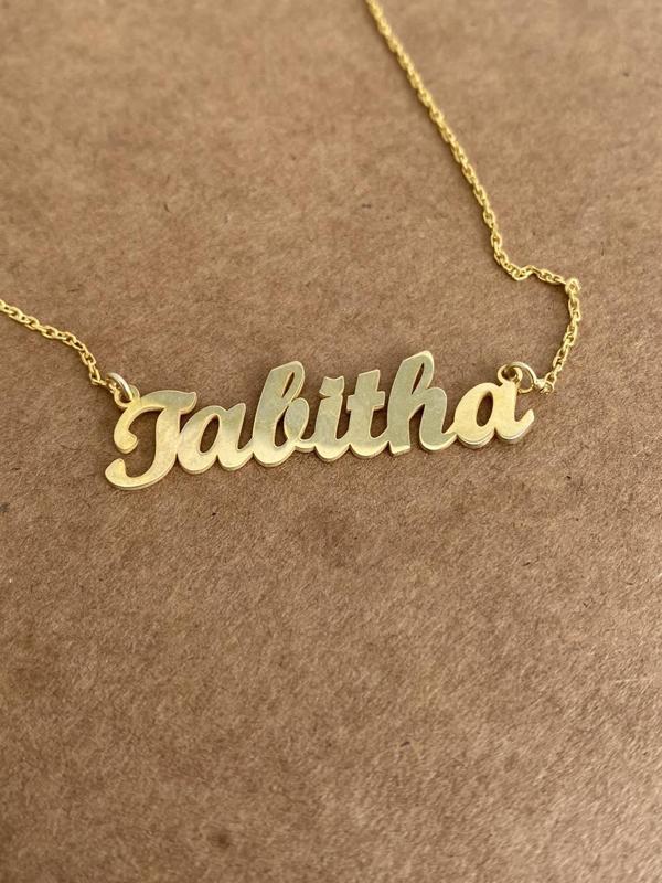 Tabitha Yazılı 925 Ayar Sarı Gümüş Kolye 2,70 Gram - Image 1